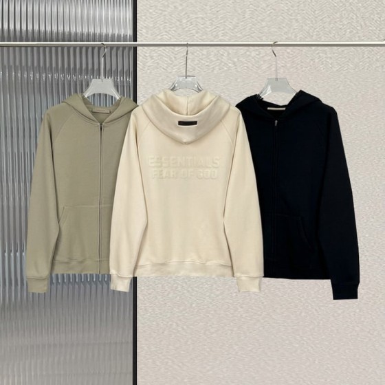 Fear of God Essentials Tone-on-Tone Back Logo Full-Zip Hoodie